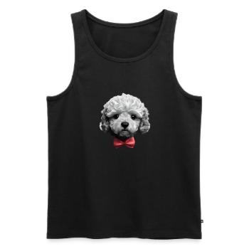 Caniche avec nœud papillon Propriétaire de chien Chiot caniche - Débardeur bio Premium Homme - noir - Devant - AI Model Male 178 light (178cm)