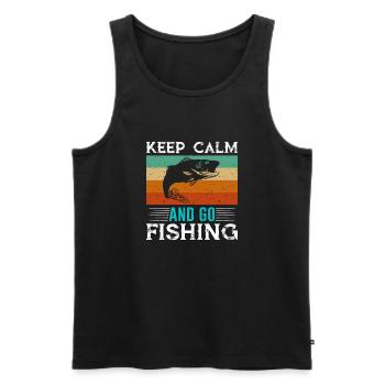 Keep Calm and go Fishing - Men's Premium Organic Tank Top - black - Front - Michal (187cm)