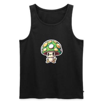Drôle de champignon de dessin animé - Débardeur bio Premium Homme - noir - Devant - Michal (187cm)