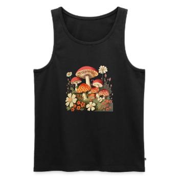 Pilze und Blumen - Männer Premium Bio Tank Top - Schwarz - Vorne - Michal (187cm)