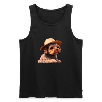 chiot caniche chien propriétaire caniche chiot chien amour - Débardeur bio Premium Homme - noir - Devant - AI Model Male 178 light (178cm)