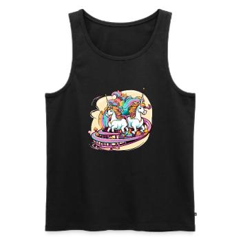 Unicorns at the amusement park - Men's Premium Organic Tank Top - black - Front - AI Model Male 178 light (178cm)