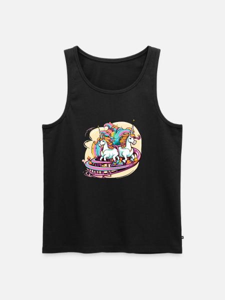 Einhörner im Vergnügungspark - Männer Premium Bio Tank Top - Schwarz