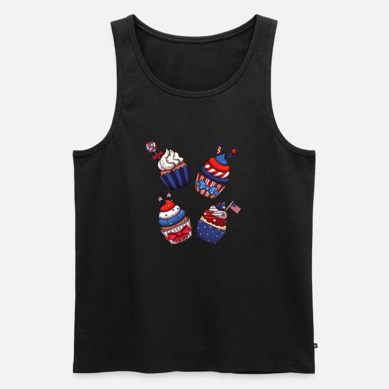 Cupcakes am 4. Juli - Männer Premium Bio Tank Top - Schwarz