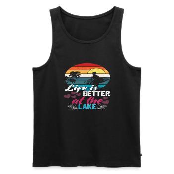 Life is better at the Lake - Men's Premium Organic Tank Top - black - Front - Michal (187cm)