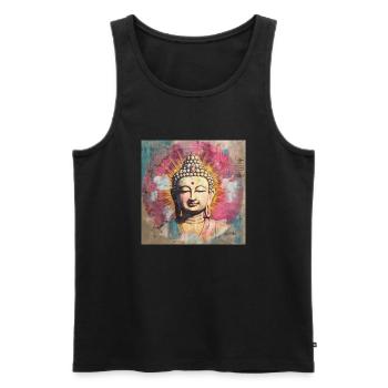 BUDDHA ZEN MEDITATION - Men's Premium Organic Tank Top - black - Front - AI Model Male 178 light (178cm)