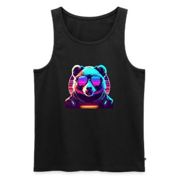 Bär Sonnenbrille Brille Urlaub Party Liebhaber Bär - Männer Premium Bio Tank Top - Schwarz - Vorne - Michal (187cm)