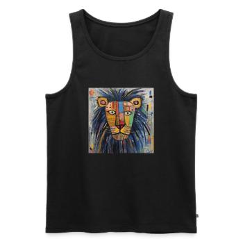 LION STREET ART - Débardeur bio Premium Homme - noir - Devant - AI Model Male 178 light (178cm)
