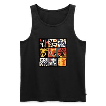 ZEITGENÖSSISCHER BLUMENSTRAUSS - Männer Premium Bio Tank Top - Schwarz - Vorne - AI Model Male 178 light (178cm)