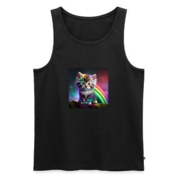Baby-Kätzchen fotorealistisch dargestellt Rainbow - Männer Premium Bio Tank Top - Schwarz - Vorne - Michal (187cm)