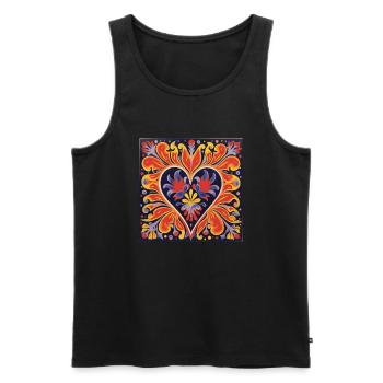 LEBENDIGE HERZ-STRASSENKUNST - Männer Premium Bio Tank Top - Schwarz - Vorne - AI Model Male 178 light (178cm)