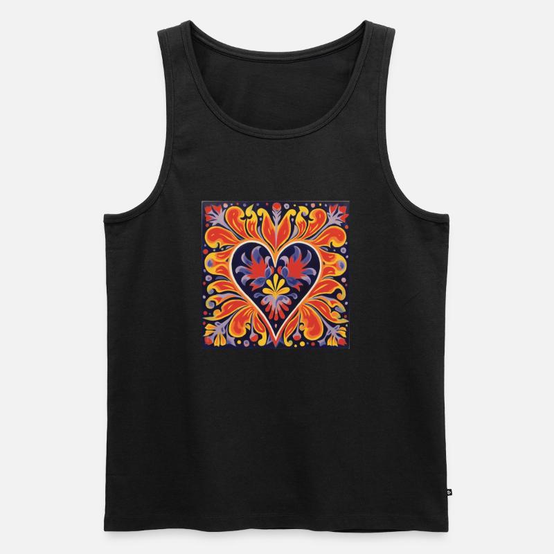 LEBENDIGE HERZ-STRASSENKUNST - Männer Premium Bio Tank Top - Schwarz