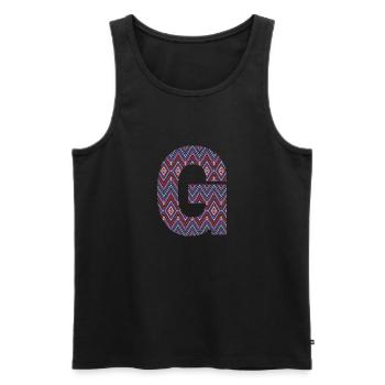 Monogram Letter G- geometric pattern - Men's Premium Organic Tank Top - black - Front - AI Model Male 178 light (178cm)