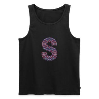 Monogram Letter S- geometric pattern - Men's Premium Organic Tank Top - black - Front - AI Model Male 178 light (178cm)