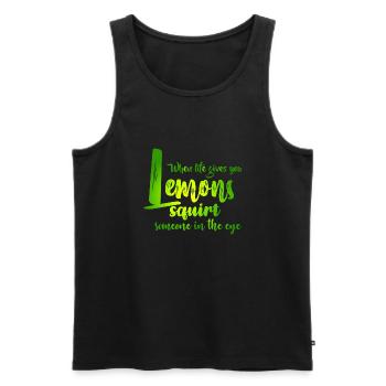 FUN Quote - Lemon Squirt - col - Männer Premium Bio Tank Top - Schwarz - Vorne - AI Model Male 178 light (178cm)