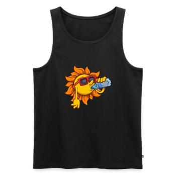Cool Sun Character Drinking Water - Men's Premium Organic Tank Top - black - Front - AI Model Male 178 light (178cm)