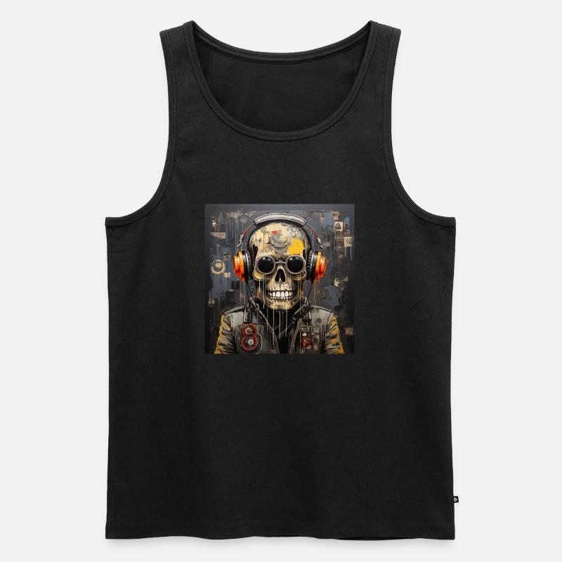 SCHÄDEL-STRASSENKUNST - Männer Premium Bio Tank Top - Schwarz