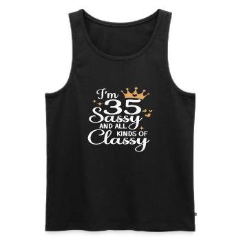 I´m 35 Sassy and all Kinds of Classy - Männer Premium Bio Tank Top - Schwarz - Vorne - AI Model Male 178 light (178cm)