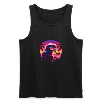 Synthwave eagle wearing sunglasses - Männer Premium Bio Tank Top - Schwarz - Vorne - Michal (187cm)