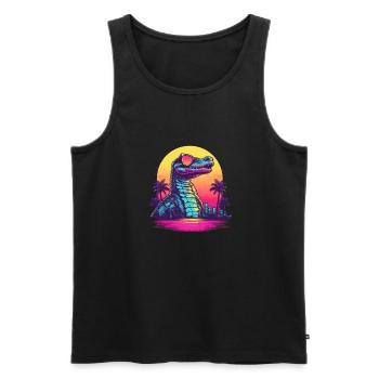 Synthwave crocodile sunset - Männer Premium Bio Tank Top - Schwarz - Vorne - AI Model Male 178 light (178cm)