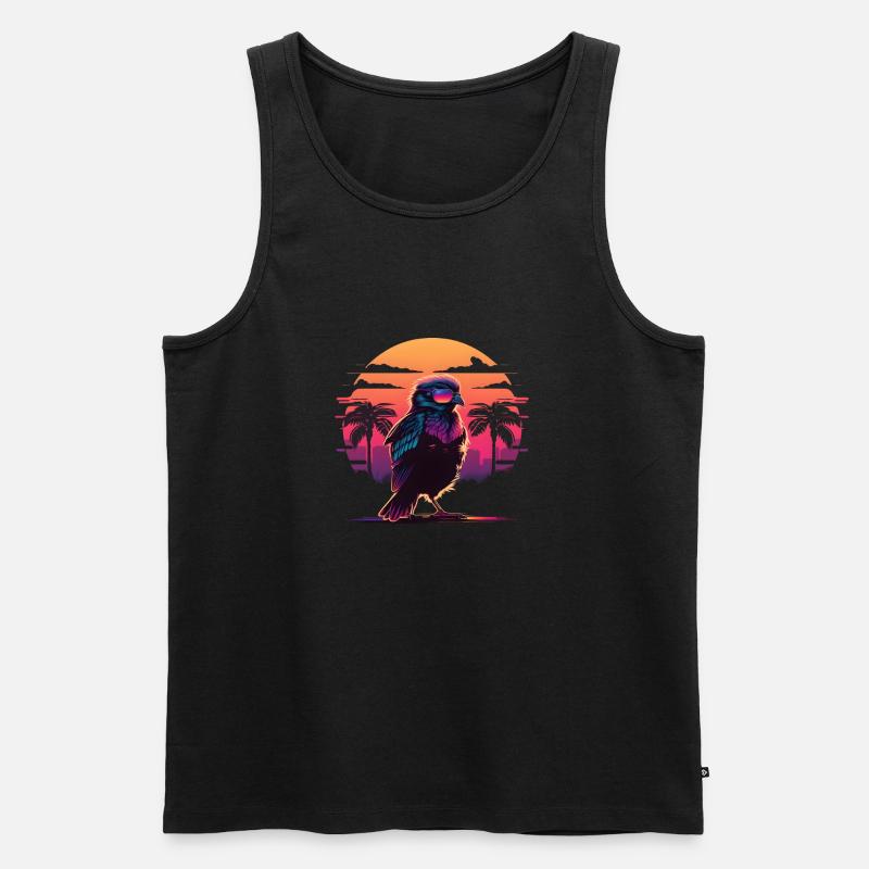 Synthwave bird sunset - Männer Premium Bio Tank Top - Schwarz