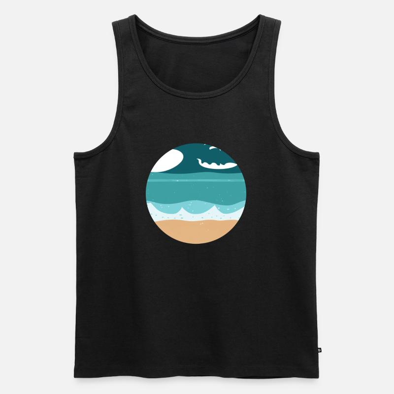 Beach with Waves Illustration - Männer Premium Bio Tank Top - Schwarz
