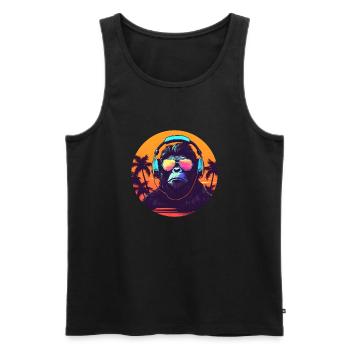 Synthwave DJ Gorilla - Men's Premium Organic Tank Top - black - Front - Michal (187cm)