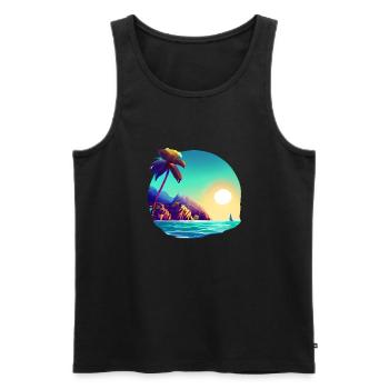 Palm Beach Summer Holiday Palm Island Sun - Men's Premium Organic Tank Top - black - Front - Michal (187cm)