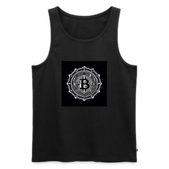 Modern black white bitcoin logo - Men's Premium Organic Tank Top - black - Front - AI Model Male 178 light (178cm)