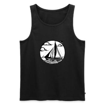 Sailing Sailing Sailing Ship Sailboat Sailor - Men's Premium Organic Tank Top - black - Front - AI Model Male 178 light (178cm)