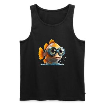 Lustiger Fisch mit Taucher Brille - Männer Premium Bio Tank Top - Schwarz - Vorne - AI Model Male 178 light (178cm)