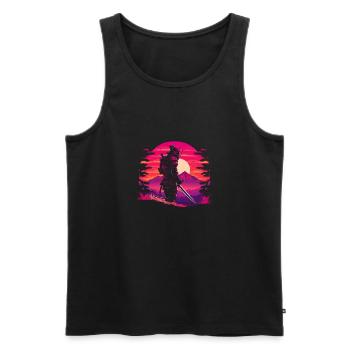 Synthwave Sci-Fi Samurai - Men's Premium Organic Tank Top - black - Front - AI Model Male 178 light (178cm)
