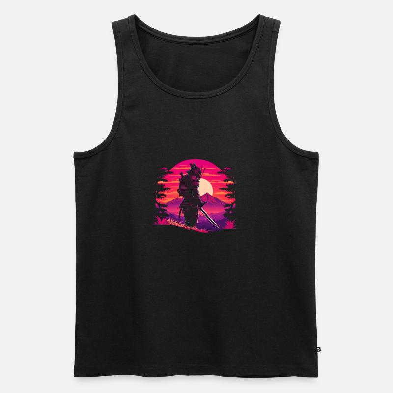 Synthwave Sci-Fi Samurai - Men's Premium Organic Tank Top - black
