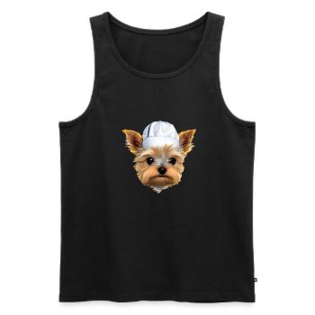 Yorkshire Terrier Chiot Gastronom Chien Cuisine - Débardeur bio Premium Homme - noir - Devant - Michal (187cm)
