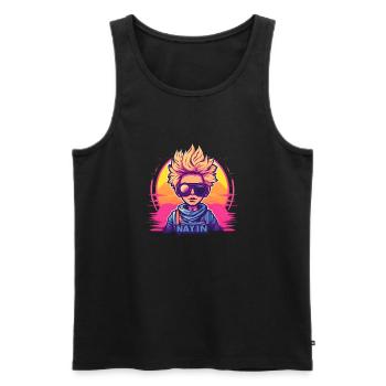 Synthwave Boy Sunset - Débardeur bio Premium Homme - noir - Devant - Michal (187cm)