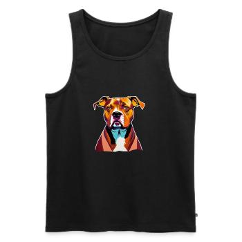 American Staffordshire Terrier Hund - Männer Premium Bio Tank Top - Schwarz - Vorne - Michal (187cm)