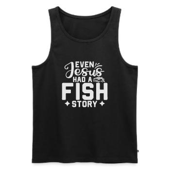 Even Jesus had a Fish Story - Männer Premium Bio Tank Top - Schwarz - Vorne - AI Model Male 178 light (178cm)
