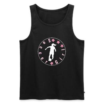 Soccer Girl, football féminin, football féminin, sport - Débardeur bio Premium Homme - noir - Devant - Michal (187cm)