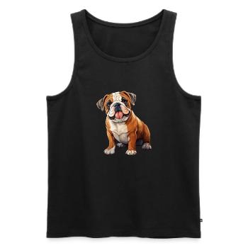 British Bulldog Dog Breed Vector Art - Men's Premium Organic Tank Top - black - Front - Michal (187cm)