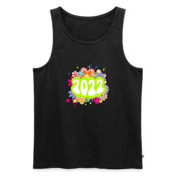 Year 2022 Anniversary Floral Groovy - Men's Premium Organic Tank Top - black - Front - AI Model Male 178 light (178cm)