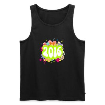 Year 2016 anniversary Groovy floral - Men's Premium Organic Tank Top - black - Front - AI Model Male 178 light (178cm)