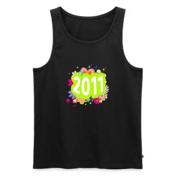 Year 2011 Anniversary Groovy Floral - Men's Premium Organic Tank Top - black - Front - AI Model Male 178 light (178cm)