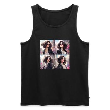 japani girl comic - Männer Premium Bio Tank Top - Schwarz - Vorne - AI Model Male 178 light (178cm)