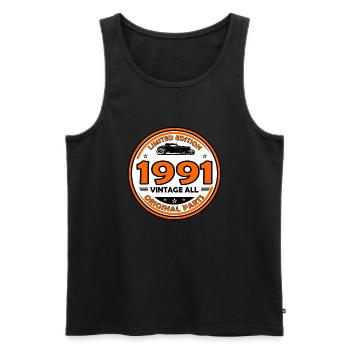 vintage 1991 - Men's Premium Organic Tank Top - black - Front - AI Model Male 178 light (178cm)