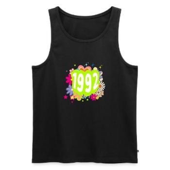 Année 1992 anniversaire Groovy floral - Débardeur bio Premium Homme - noir - Devant - AI Model Male 178 light (178cm)