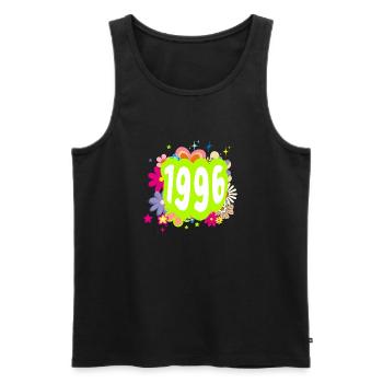 Year 1996 anniversary Groovy floral - Men's Premium Organic Tank Top - black - Front - AI Model Male 178 light (178cm)