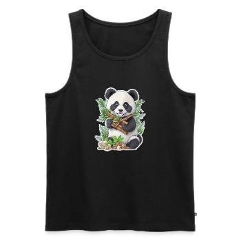 Panda Bär ißt Bambus - Männer Premium Bio Tank Top - Schwarz - Vorne - Michal (187cm)