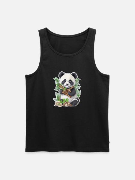 Panda bear eats bamboo - Men's Premium Organic Tank Top - black