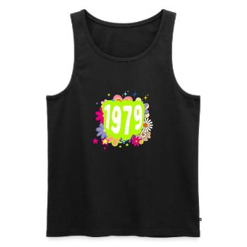 Année 1979 anniversaire Groovy floral - Débardeur bio Premium Homme - noir - Devant - Michal (187cm)