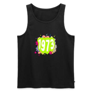 Jahr 1973 Jubiläum Groovy blumig - Männer Premium Bio Tank Top - Schwarz - Vorne - Michal (187cm)